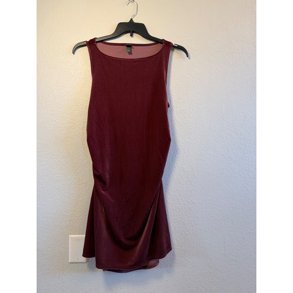 Wild Fable Burgundy Velvet Ruched Sleeveless Mini Dress Large